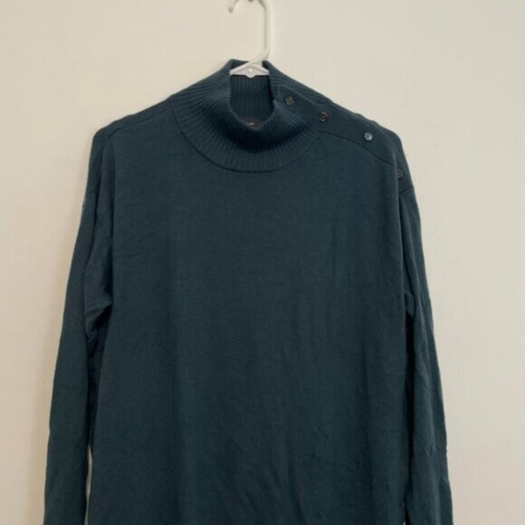 NEW NWT ANN TAYLOR Mixed Media Mock Neck Sweater Teal Green Blue Layered Twofer - Picture 4 of 14